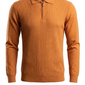 Artollini Orange Self Stripe Zip Jersey