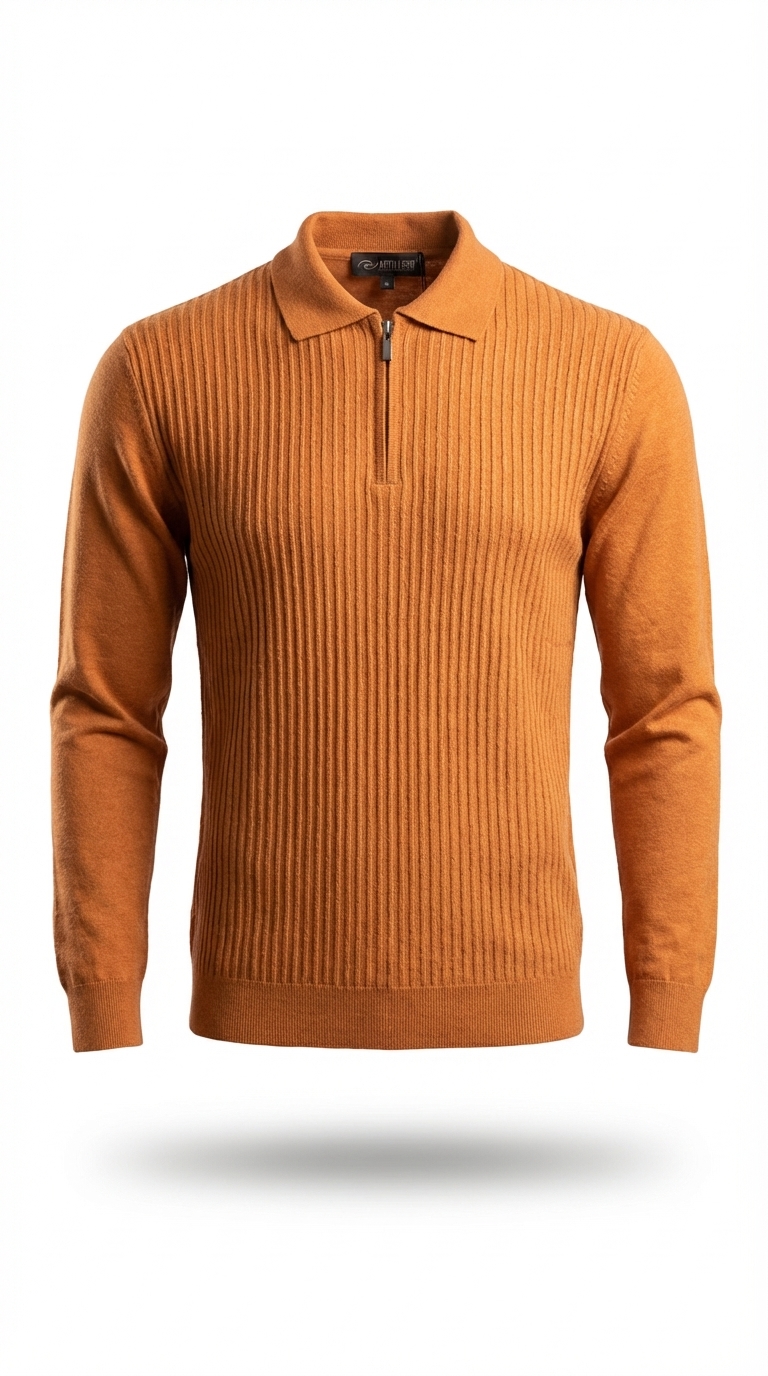 072t0012 Artollini Orange Self Stripe Zip Jersey
