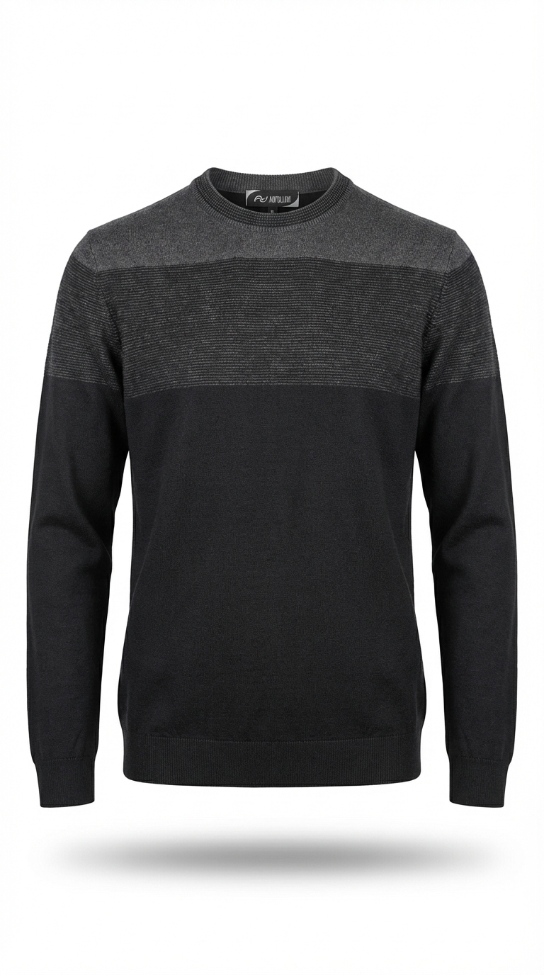 072t0019 Artollini Grey / Black Two-Tone Round Neck Jersey