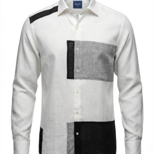 Zamate White Black Grey Linen Shirt