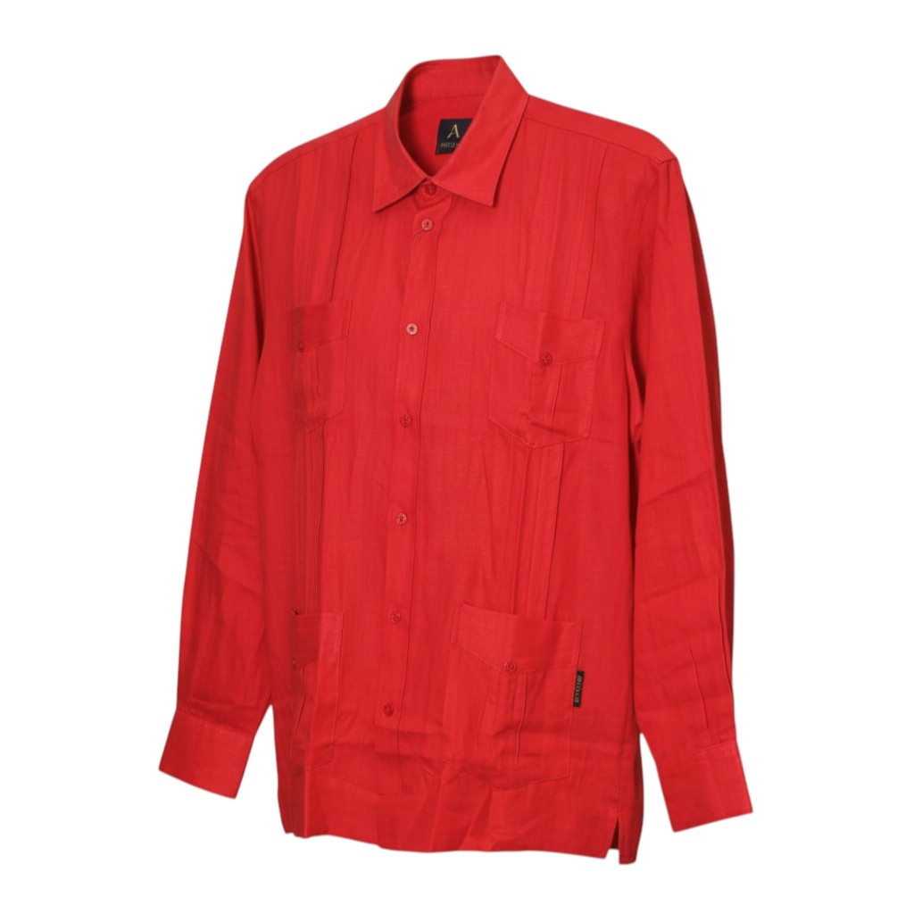 112t0026 Artollini Cuban Red Pleats Shirt