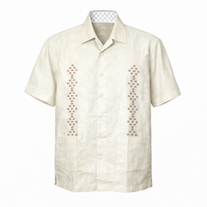 Artollini Khaki Cuban Short Sleeve Silver Shirt