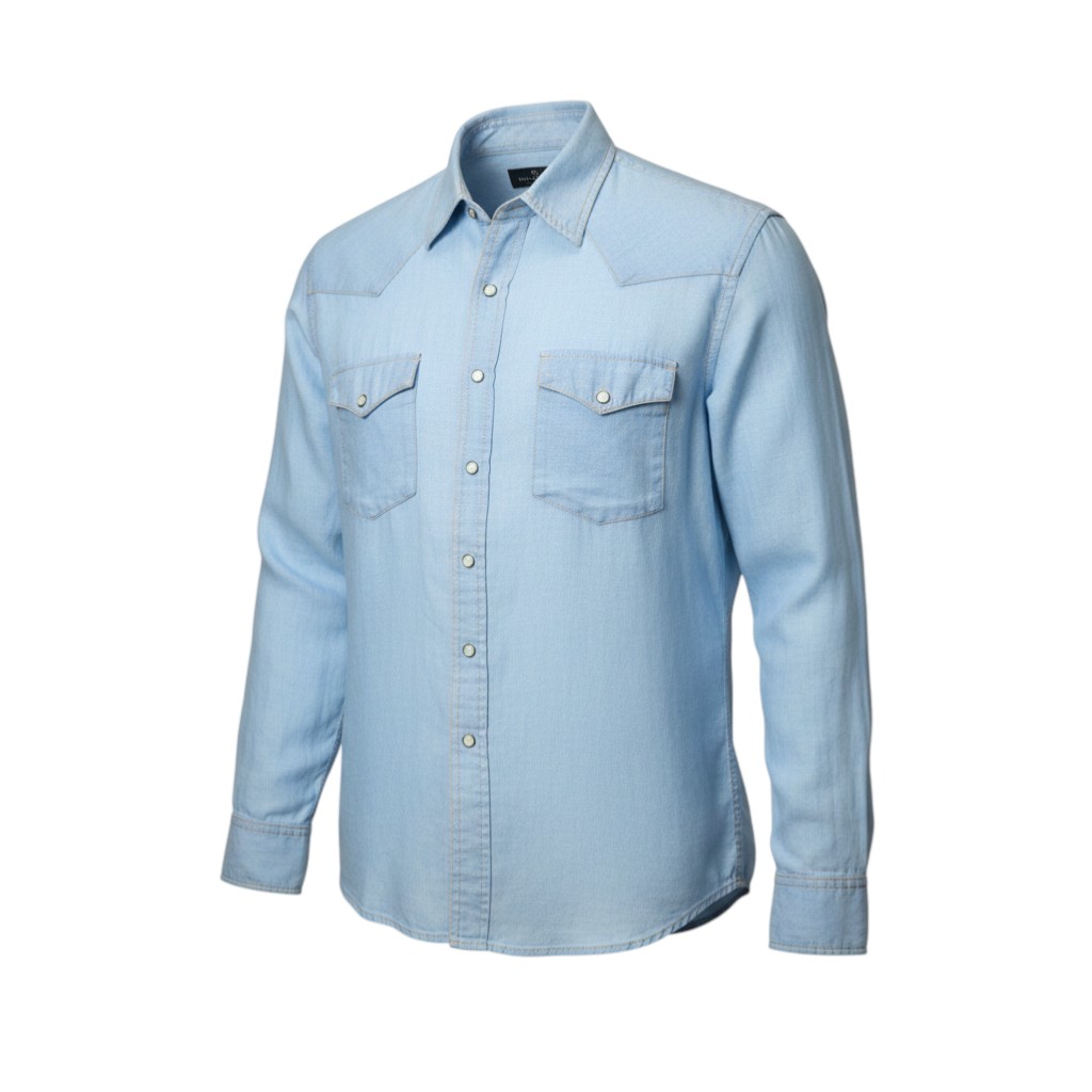 11400114 Homem Powder Blue Linen Flap Shirt