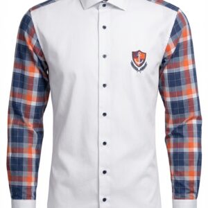 Baurotti Oxford White Orange Check Shirt