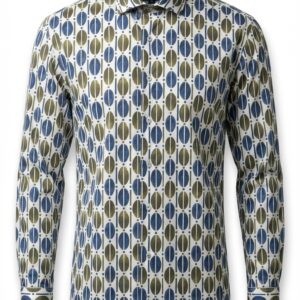 YLatino Cream Royal Green Leaf Shirt