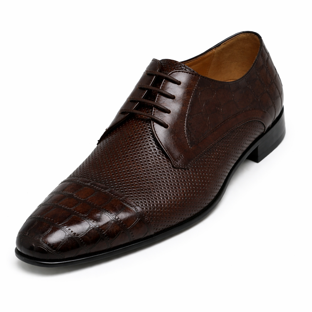 142T0045 Artollini Brown Croco Toe Perforated Lace-Up
