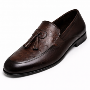 Artollini Brown Ostrich Tassel Loafer