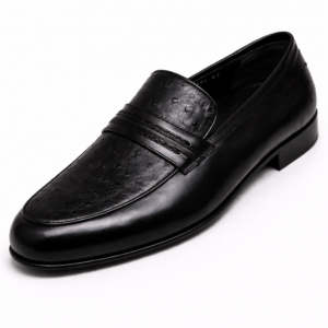 Artollini Black Ostrich Moc Loafer