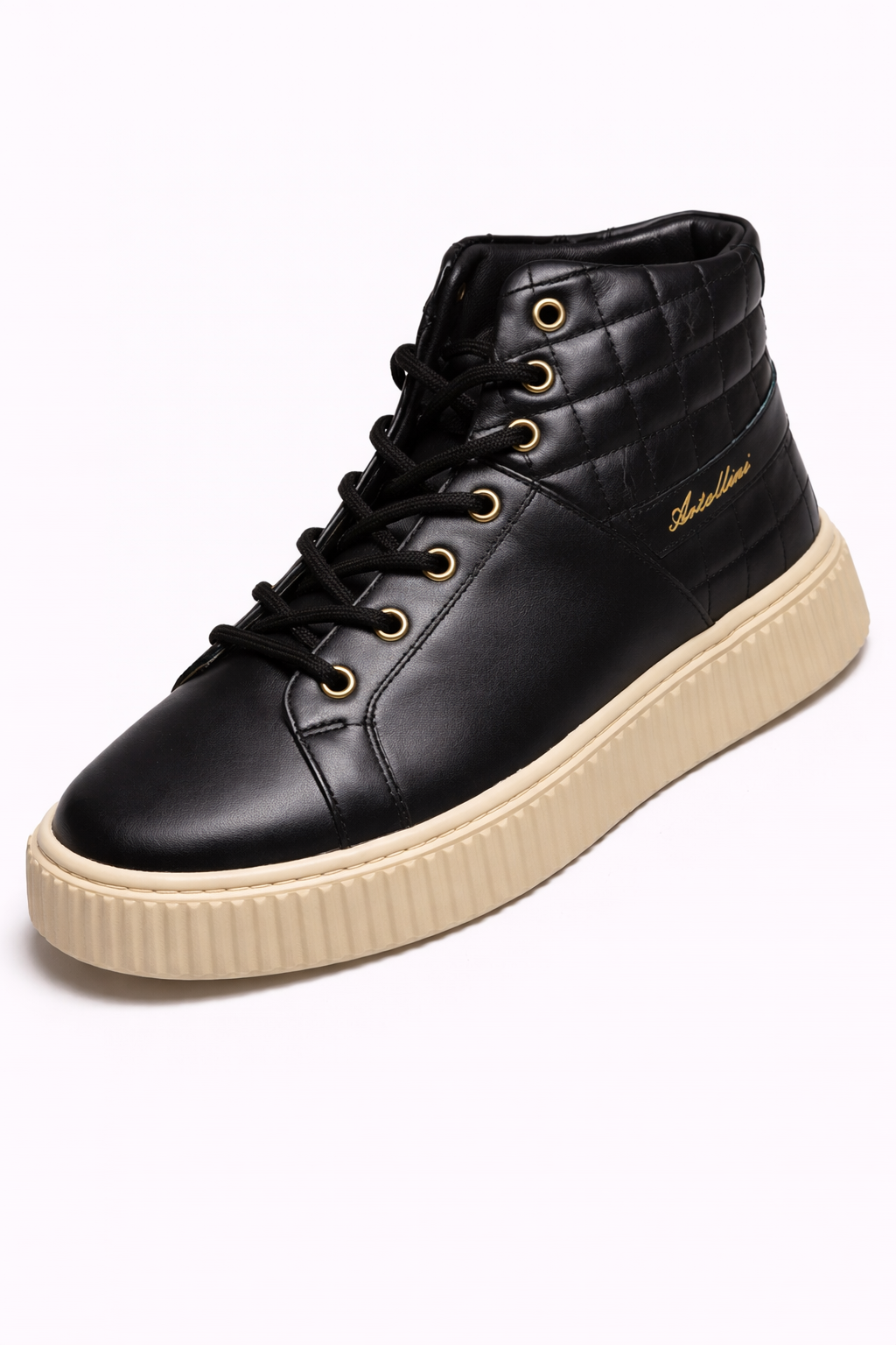142t0144 Artollini Black Quilt High Top Sneaker