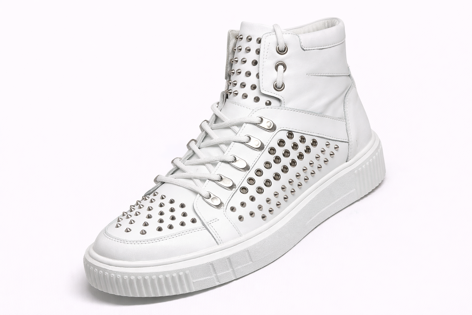 142t0145 Artollini White Stud High Top Sneaker