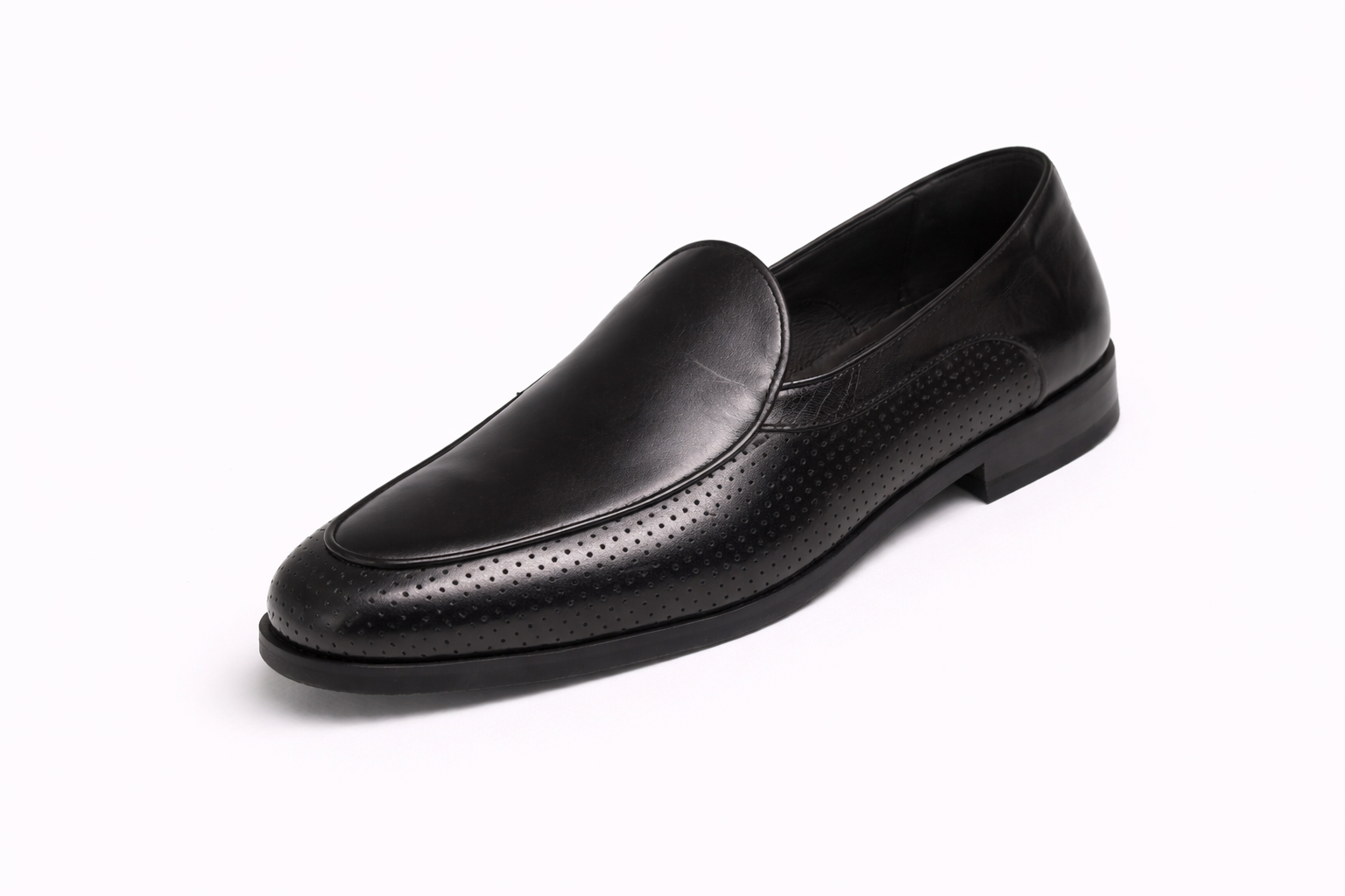 142t0146 Artollini Black Side Pinhole Slip On