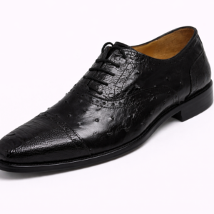 Artollini Black Ostrich Brogue Shoe