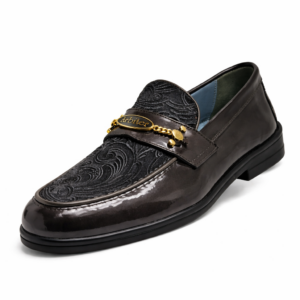 Arbiter Casual Fumo Gray Patent Damasco Chain Loafer