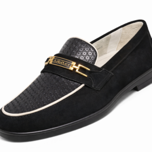 Arbiter Black Suede Flower Pattern Loafer