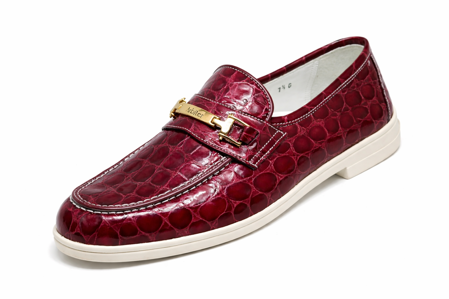 14AC0087 Arbiter Maroon Croc Print Loafer