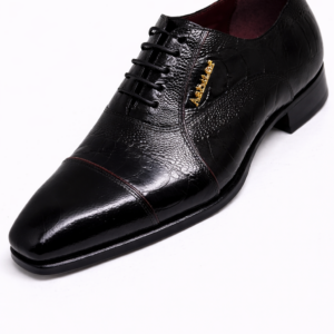 Arbiter Black Ostrich Leg Lace-Up Oxford