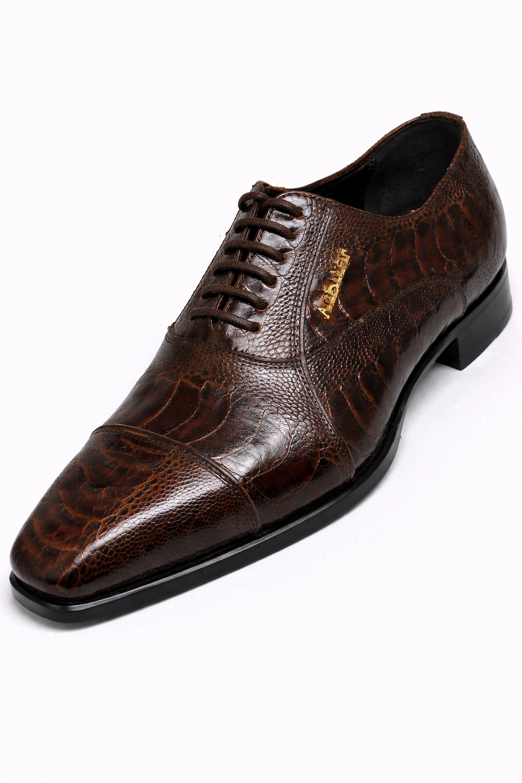 14AF0069 Arbiter Dark Brown Ostrich Leg Oxford